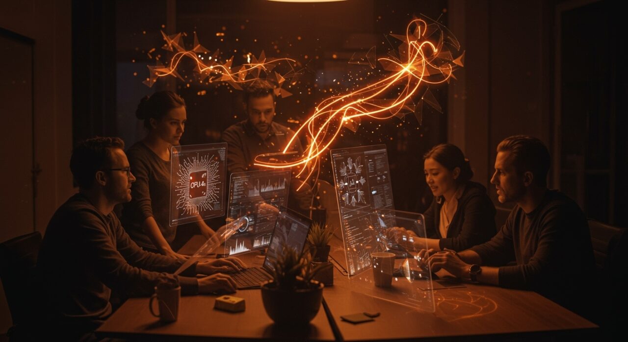 Startup tech colaborando con modelos de IA avanzados como Opus 4.5 para automatizar tareas largas y potenciar la capacidad de inteligencia artificial.