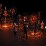 Investigadores usando inteligencia artificial en revisión científica con elementos visuales de IA y ética, destacado en ecosistema startup.