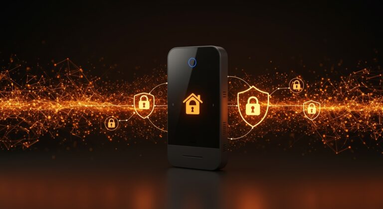 Dispositivo IoT Kohler Dekoda ilustrando cifrado extremo a extremo y privacidad en IA dentro del ecosistema tecnológico.