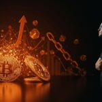 Impacto del desplome de criptomonedas en 2025 con fundador observando nuevas oportunidades económicas en el mercado financiero.