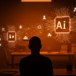 Silueta de fundador reflexionando sobre la ética y la justicia social en inteligencia artificial en el ecosistema startup.