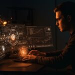 Fundador de startup analizando datos en tiempo real, reflejando riesgos de ciberseguridad y vigilancia digital en LATAM.