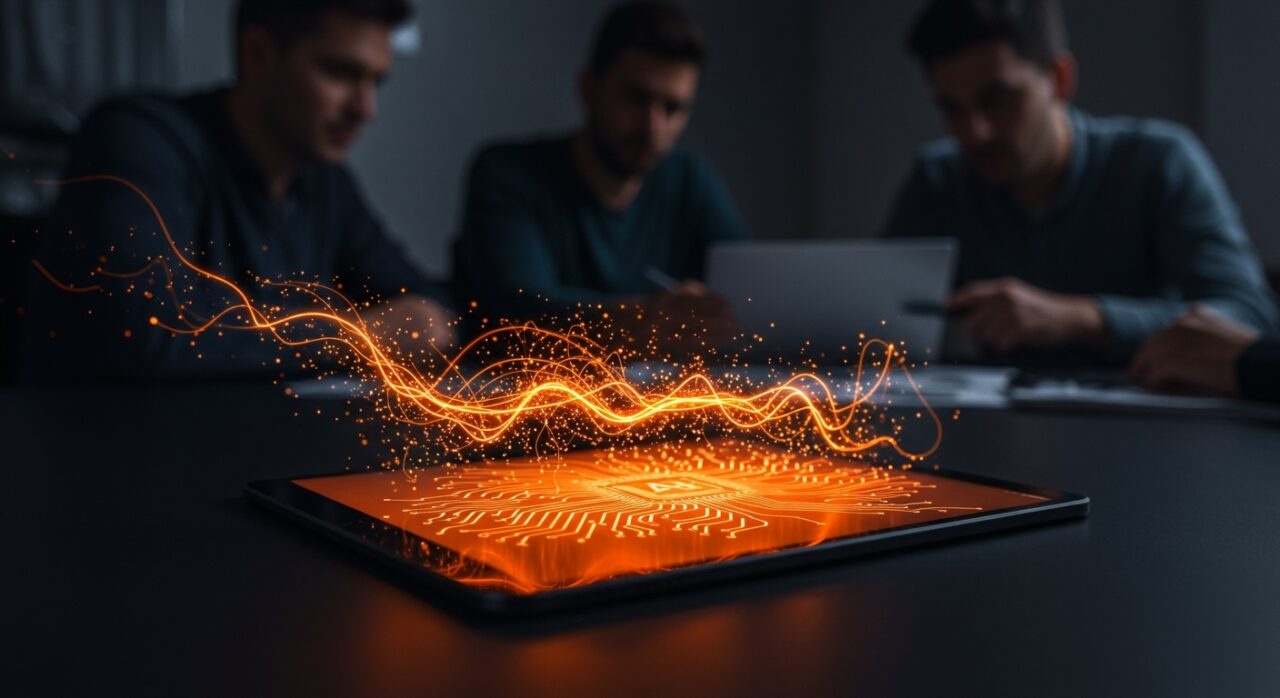 iPad Pro M5 con aceleración neural local mostrando velocidad en desarrollo de apps IA para startups tecnológicas.