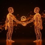 Integración de chatbots IA rivales en WhatsApp, simbolizada por una conexión digital futurista en el ecosistema tecnológico startup.