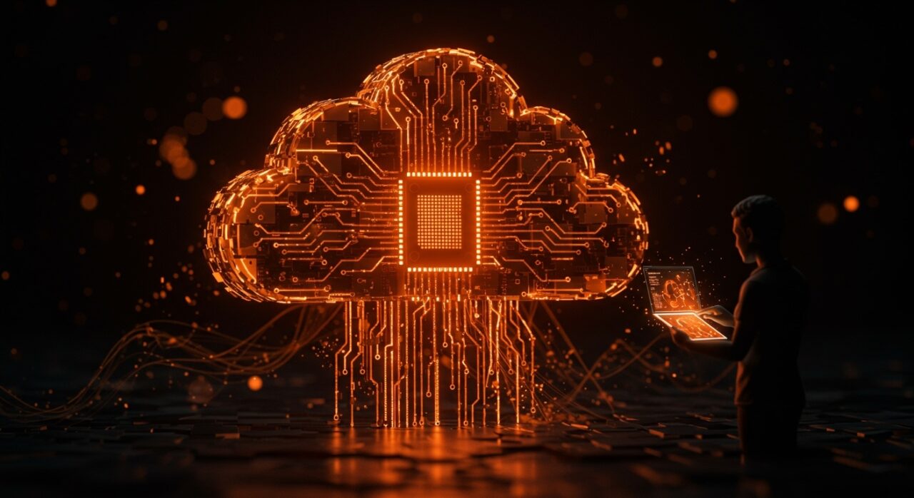 Imagen editorial de vulnerabilidad L1TF y Spectre en seguridad cloud, destacando riesgos en hardware y virtualización para startups.