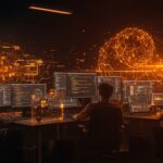 Laboratorio de Python para matemáticas aplicadas y automatización en startups tech, mostrando colaboración y análisis de datos.