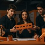 Ladrillo ecológico innovador de estudiantes UTP hecho con papel reciclado y mucílago de tuna, representando emprendimiento y construcción sostenible.