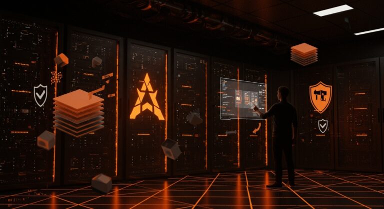 Imagen editorial de Linux inmutable con ostree en Arch Linux destacando seguridad y performance para startups tecnológicas.