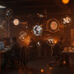 Startup tecnológica en Madrid liderando la industria espacial con innovación y emprendimiento en un entorno colaborativo de alta tecnología.