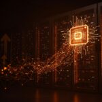 Data center futurista destacando memoria RAM y precios récord con enfoque en inteligencia artificial y supply chain, según tendencia tecnológica de Samsung.