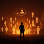 Meta impulsa inteligencia artificial avanzada y automatización tras adquirir la startup china Manus, representado por empleados digitales y redes neuronales abstractas en tonos naranja y negro.