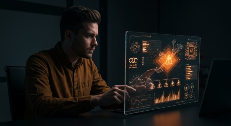 Estándar militar MIL-STD-882E visualizado mediante interfaz digital que muestra niveles de control y riesgos en software de IA y automatización.