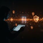 Fundador SaaS frente a interfaz digital de MongoDB con símbolos de vulnerabilidad Mongobleed, destacando seguridad informática y gestión de riesgos en bases de datos.