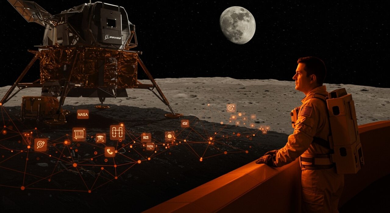 Confiabilidad de Boeing en la misión Artemis de NASA tras la caída de startup Canoo, ilustrando logística espacial y tecnología avanzada.