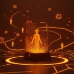 Avatares digitales interconectados representando la innovación en gaming tras la compra de Ready Player Me por Netflix.