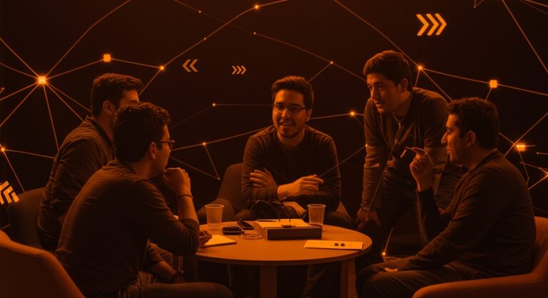 Networking genuino entre founders LATAM en evento StrictlyVC 2025 destacando charlas informales y comunidad tech startups.