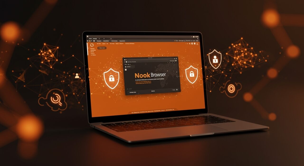 Nook Browser en macOS destacando privacidad, navegador open-source con compatibilidad para extensiones Chrome y opciones de IA opt-in.