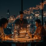 Emprendedores colaborando en Monterrey con inteligencia artificial e innovación, representando el ecosistema tecnológico de Nuevo León y startups.