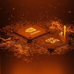 Fusión simbólica de chips Nvidia y Groq con metáforas visuales de inteligencia artificial y crecimiento en startups del mercado LATAM.