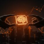 Intercambio de microchip futurista entre Nvidia y Groq simbolizando la mayor adquisición en IA y hardware en el ecosistema tech latinoamericano.