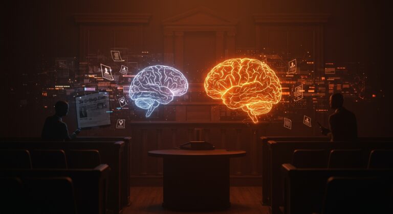 Disputa legal entre The New York Times y Perplexity sobre derechos de autor y demandas en IA, ilustrando tendencias legales de 2025 en startups de inteligencia artificial.