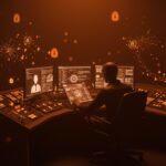 Ilustración editorial que muestra la amenaza de prompt injection en IA para empresas tecnológicas, destacando riesgos y estrategias de defensa en startups.