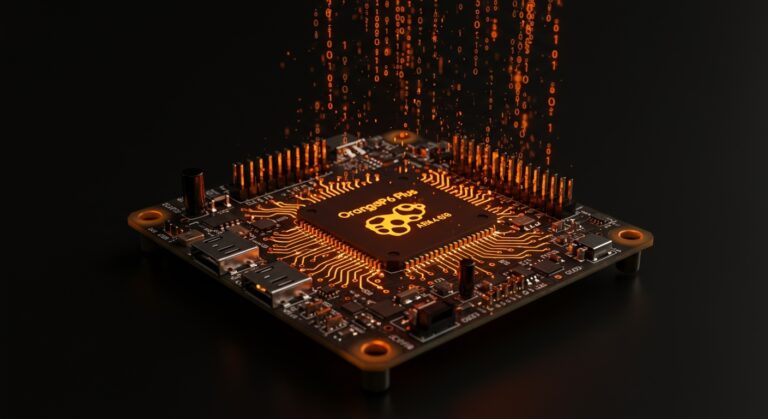 OrangePi 6 Plus SBC ARM64 destacando potencia para IA, gaming y desarrollo avanzado en entorno tecnológico embebido.