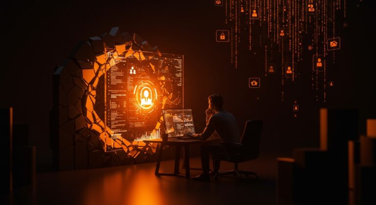 Brecha de seguridad en datos personales de retail, ilustrando la vulnerabilidad y ciberseguridad en startups tech.