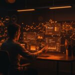 Visualización interactiva de IA aplicada en Phind 3 mostrando mini-aplicaciones en tiempo real en un entorno tecnológico avanzado.