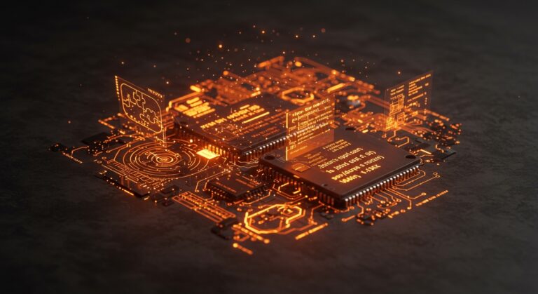Reconstrucción del SDK perdido de VisiCorp Visi On con metáforas visuales de ingeniería inversa y software legacy en estilo Ecosistema Startup.