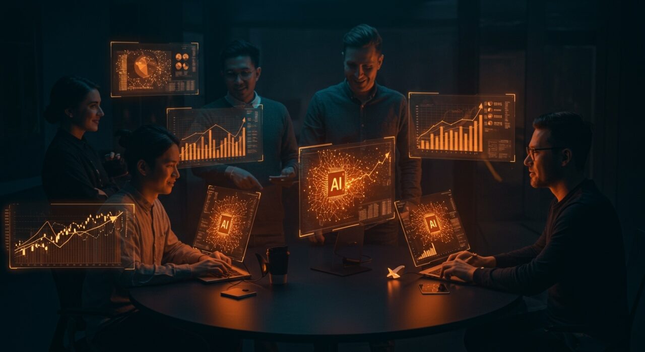 Imagen editorial que representa funding y valoración en startups de IA, mostrando fundadores tech y crecimiento en Serie A.