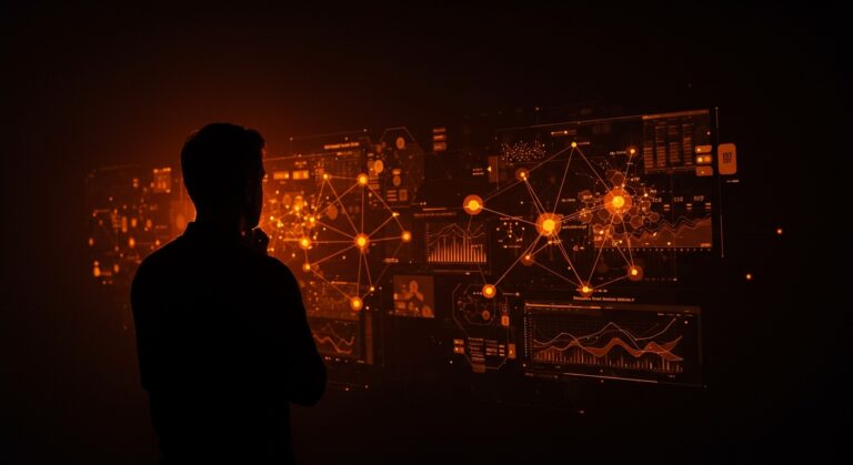 Rob Pike reflexionando sobre la ética en IA generativa y sus implicancias para founders tech en un entorno digital futurista.