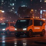 Robotaxis autónomos KnoWay en GTA Online con vigilancia digital y tendencias tecnológicas en gaming.