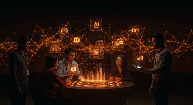 Startups de IA innovadoras impulsadas por Samsung C-Lab exhibiéndose en CES 2026 en un entorno de colaboración tecnológica.