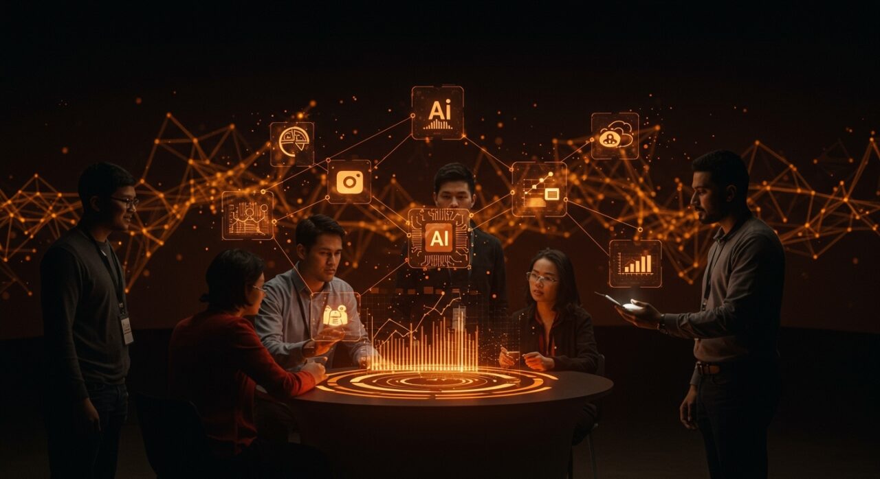 Startups de IA innovadoras impulsadas por Samsung C-Lab exhibiéndose en CES 2026 en un entorno de colaboración tecnológica.