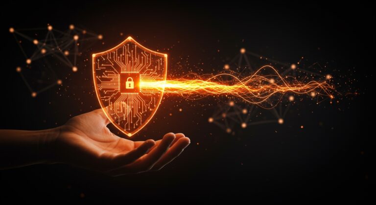 Ilustración conceptual de la adquisición de Armis por ServiceNow mostrando un escudo digital que simboliza ciberseguridad e IA avanzada en el ecosistema startup tech.