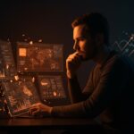 Founder ecommerce analizando datos durante la caída de Shopify en Cyber Monday, impacto y aprendizajes en comercios SaaS.