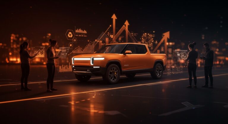 Camioneta eléctrica Slate destacando con 150,000 reservas, simbolizando la resiliencia en el mercado de vehículos eléctricos y tendencias tech para startups.