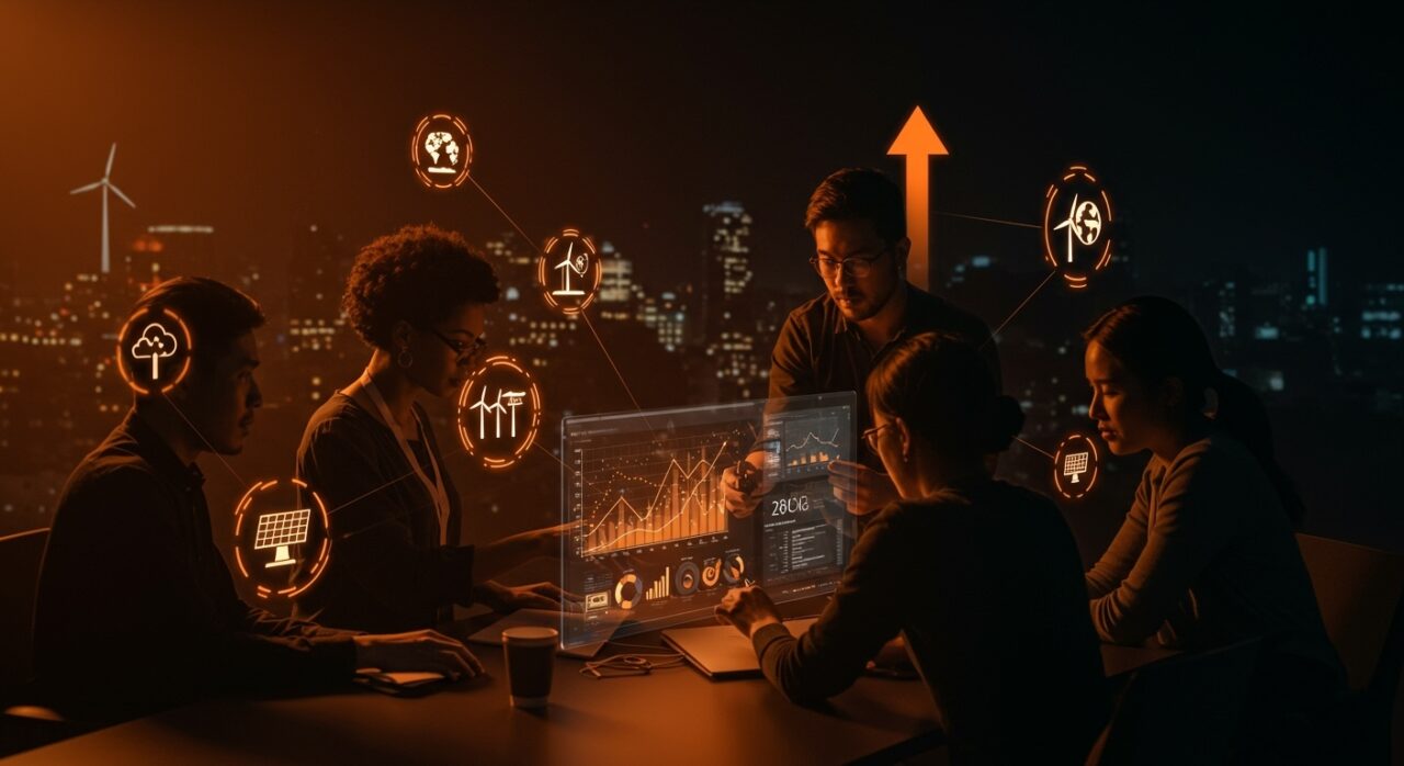 Startup cleantech y energía colaborando en innovaciones tecnológicas para tendencias de mercado global en Disrupt 2025.