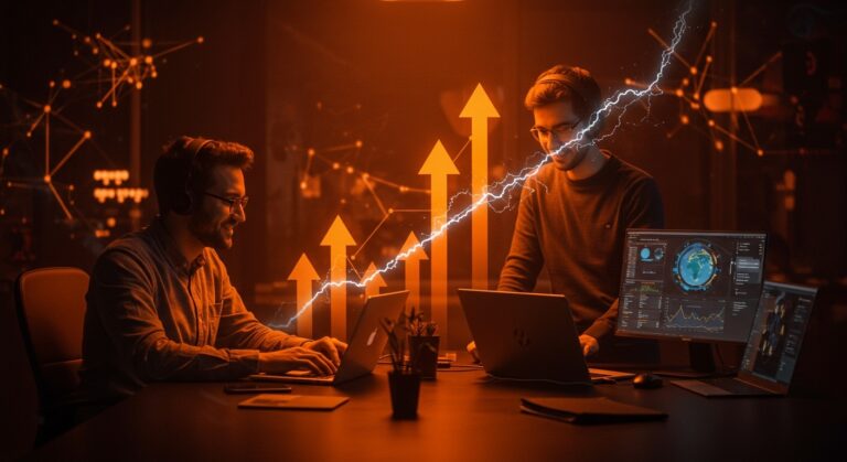 Fundadores de startups climáticas Rema y Ainwater colaborando con tecnologías innovadoras en descarbonización e inteligencia artificial, destacando en funding y escalamiento.