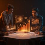 Emprendedores peruanos colaborando con apoyo de ProInnóvate y capital semilla en un entorno tecnológico innovador.