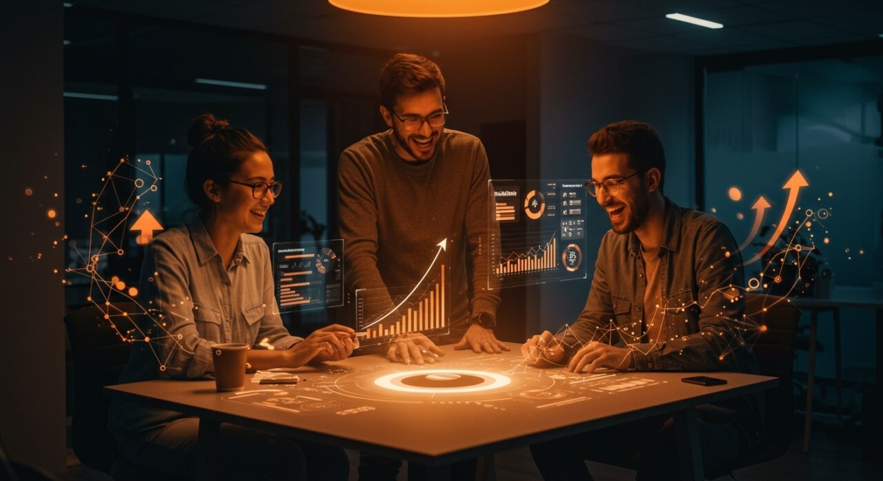 Startup navarras recibiendo financiamiento y mentoría en programa Impulso Emprendedor 2024, simbolizando innovación y apoyo tecnológico.