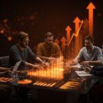 Grupo de emprendedores analizando tendencias económicas y oportunidades de inversión en startups y tecnología en LATAM.