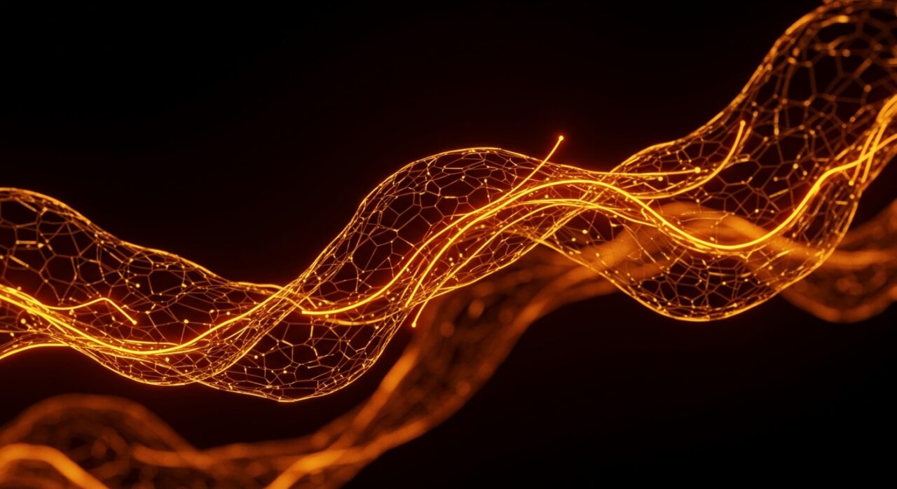 Visualización abstracta de tensión superficial en arquitectura de software, reflejando integridad y estabilidad en diseño de sistemas SaaS.