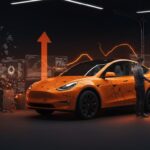 Tesla Model Y con efectos visuales que representan problemas de fiabilidad según el informe TÜV, ilustrando lecciones para startups en movilidad y hardware.