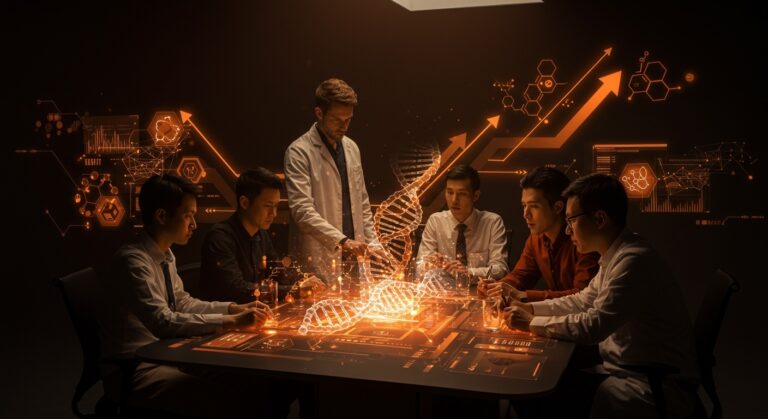 Nueve startups líderes en biotecnología del Disrupt Startup Battlefield 2025 colaborando con tecnología médica avanzada y tendencias innovadoras en salud.