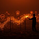 Tecnologías Tor para anticensura digital en 2025 representadas con redes encriptadas y un fundador tecnológico en un ambiente futurista en la paleta naranja y negra de Ecosistema Startup.