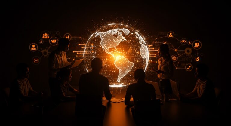 Trabajadores tecnológicos hispanos analizando movilidad global de talento y desafíos de visas H-1B en EE.UU.