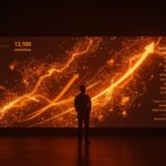 Naveen Rao y Unconventional AI mostrando la histórica ronda seed de 475 millones USD en inteligencia artificial con un ambiente tecnológico en colores naranja y negro.