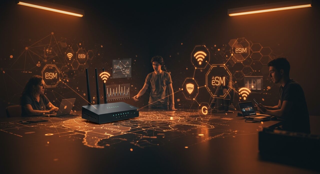 Conectividad flexible UniFi 5G y WiFi 7 para startups en LATAM con tecnología eSIM y control centralizado en un entorno colaborativo innovador.